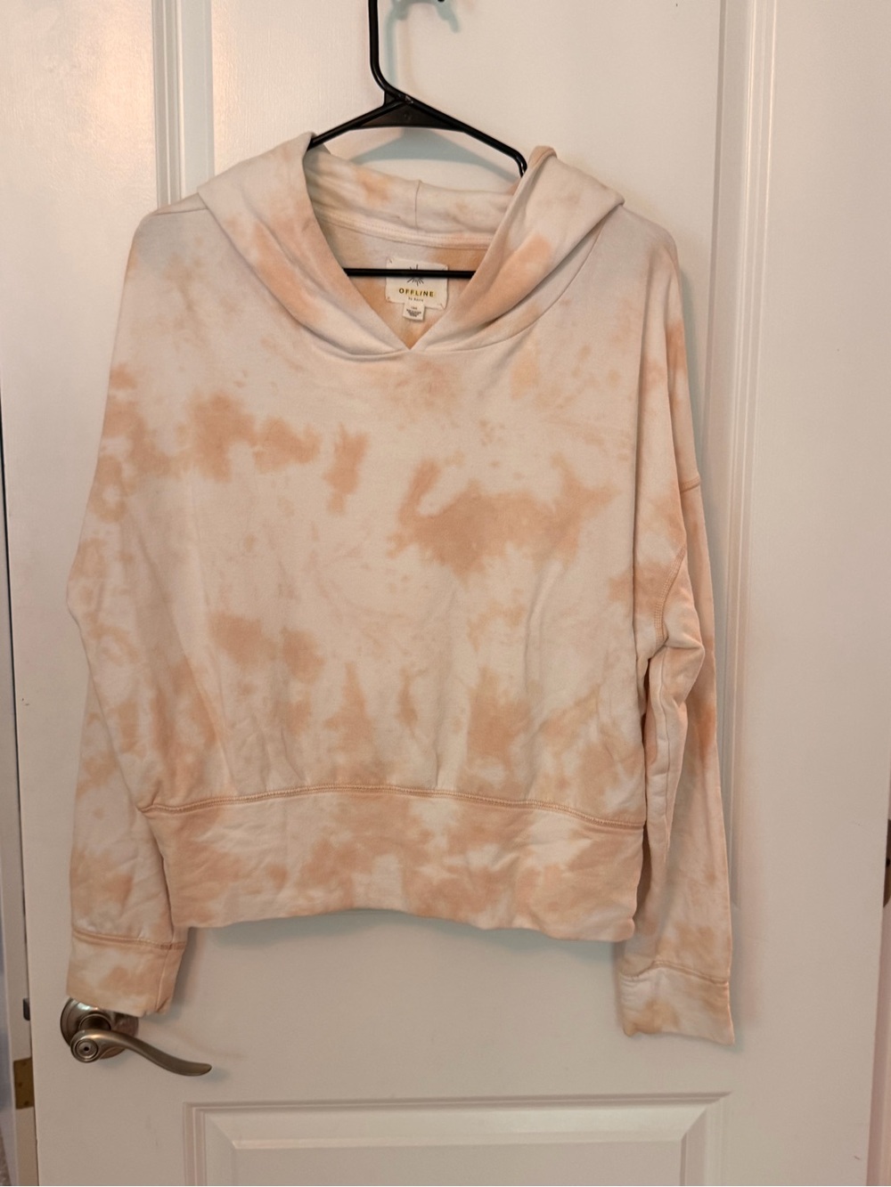 OFFLINE  by Aerie - Tie-Dye Cropped Hoodie in Peach - size L